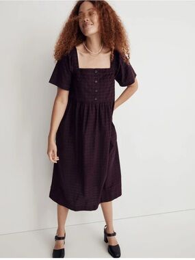 Madewell Square-Neck Midi Dress in Deep Plum